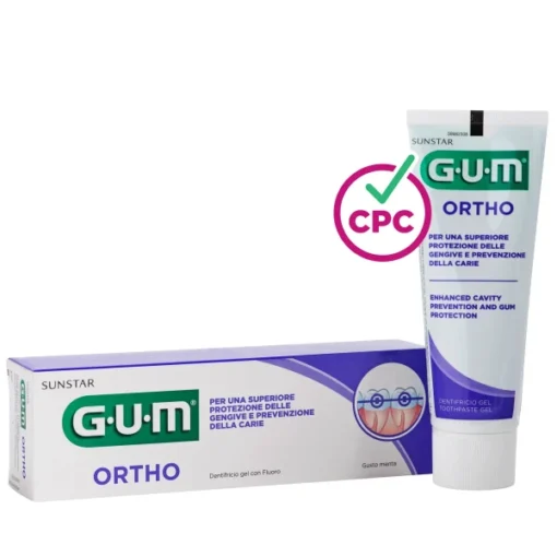 P3080 IT EN GUM Ortho Toothpaste 75ml Box Tube Angle CPC 4